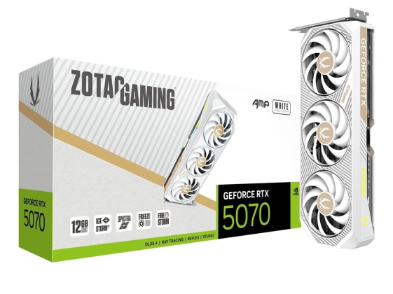 ZOTAC Karta graficzna GeForce RTX 5070 AMP 12GB GDDR7 192bit 3DP/HDMI biała - ZT-B50700FQ-10P