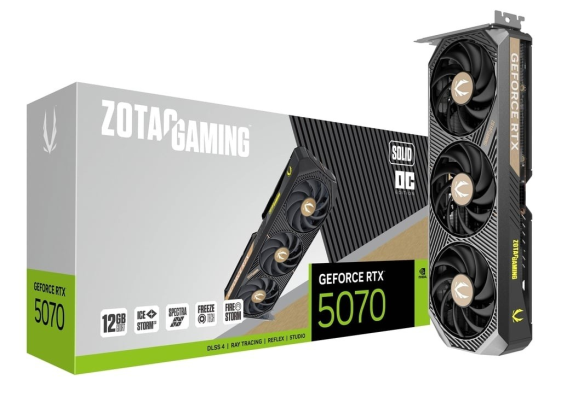 ZOTAC Karta graficzna GeForce RTX 5070 SOLID OC 12GB GDDR7 192bit 3DP/HDMI - ZT-B50700J-10P