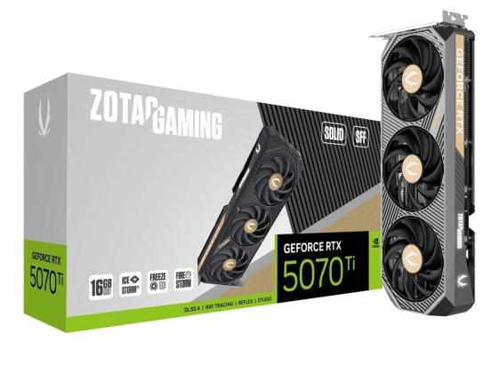 ZOTAC Karta graficzna GeForce RTX 5070 Ti SOLID SFF 16GB GDDR7 256bit 3DP/HDMI - ZT-B50710D3-10P