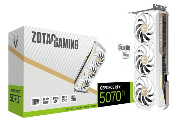 ZOTAC Karta graficzna GeForce RTX 5070 Ti SOLID CORE OC 16GB GDDR7 256bit 3DP/HDMI biała - ZT-B50710Q2-10P