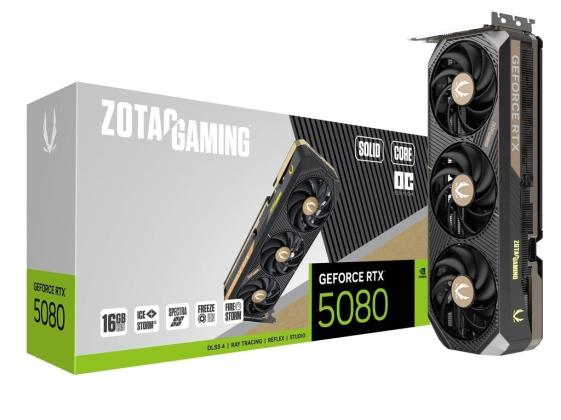 ZOTAC Karta graficzna GeForce RTX 5080 SOLID CORE OC 16GB GDDR7 256bit 3DP/HDMI - ZT-B50800J2-10P