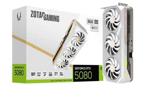 ZOTAC Karta graficzna GeForce RTX 5080 SOLID OC 16GB GDDR7 256bit 3DP/HDMI biała - ZT-B50800Q-10P