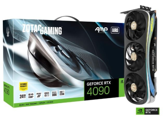 ZOTAC Karta graficzna GeForce RTX 4090 AMP EXTREME AIRO 24GB GDDR6X 384bit 3DP/HDMI - ZT-D40900B-10P