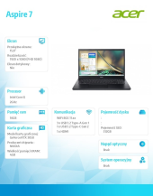 ACER Notebook Gaming Aspire 7 A715-76G-5303 i5-12450H, 15.6 FHD, 16GB,  512GB SSD, GeForce RTX 3050 4GB, NoOS, czarny  - NH.QMFEX.00A - Zdjęcie 2