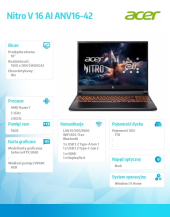 ACER Notebook Nitro V 16 AI ANV16-42-R7RW    Windows 11 Home/Ryzen 7 260/16GB/1TB/RTX5060/16 cali - NH.QYXEP.001 - Zdjęcie 3