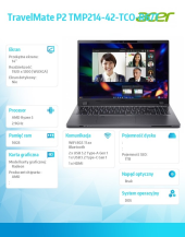 ACER Laptop TravelMate P2 TMP214-42-TCO-R67T R5 PRO 6650U/14.0 FHD IPS/16GB/1TB SSD/DOS - NX.B8NEX.002 - Zdjęcie 9