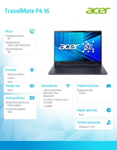 ACER Laptop TravelMate P4 TMP416-54-TCO Ultra 7 255U 16GB/512GB/16.0 FullHD/W11Pro ; gwarancja 36 miesięcy ONSITE  - NX.BFKEP.003 - Zdjęcie 6