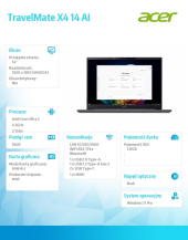 ACER Notebook TravelMate X4 14 AI TMX414-51-TCO Ultra 5 226V 16GB/512GB/W11PRO - NX.BQCEP.002 - Zdjęcie 2