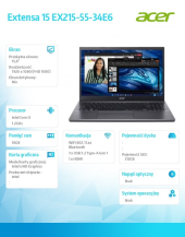 ACER Laptop Extensa 15 EX215-55-34E6 i3-1215U/15.6 Full HD/16 GB/512GB SSD/NoOS - NX.EGYEX.01F - Zdjęcie 9