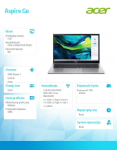 ACER Laptop Aspire Go 15 AG15-42P-R40Z Ryzen 7 5825U 15.6 FHD    16GB 512GB NoOS Srebrny  - NX.J7XEX.01A - Zdjęcie 2