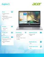 ACER Laptop Aspire 3 i5-1235U 15.6 cala FHD 16GB DDR4 512GB SSD NoOS Srebrny - NX.K6SEX.00V - Zdjęcie 9