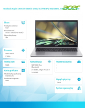 ACER Notebook Aspire 3 A315-59-5608 i5-1235U, 15.6 FHD IPS, 16GB DDR4,  512GB SSD, NoOS, silver  - NX.K6SEX.01B - Zdjęcie 7