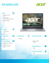 ACER Laptop Aspire 3 A315-24P-R9B8 Ryzen 3 7320U 15.6' FHD IPS   8GB 512GB No OS Srebrny - NX.KDEEX.028 - Zdjęcie 9