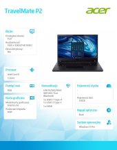 ACER Noteboook Travel Mate P2 P215-54-53TA WIN11PRO/i5-1235U/8GB/512SSD/IrisXe/15.6  - NX.VVREP.00D - Zdjęcie 8