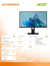 ACER Monitor 27 cali B277GBMIPRZX IPS 120Hz HDMI DP VGA - UM.HB7EE.G01 - Zdjęcie 9