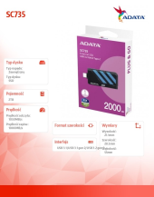 ADATA Dysk SSD External SC735 2TB U3.2C 1000/1000MB/s Blue  - SC735-2000G-CCBK/BU - Zdjęcie 7