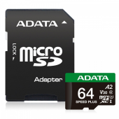 ADATA Karta microSD Speed Plus 64GB UHS1 U3 V30 A2 160/140 MB/s - UD64GUI3V30A2SP-RA1 - Zdjęcie 1