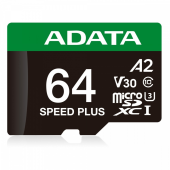 ADATA Karta microSD Speed Plus 64GB UHS1 U3 V30 A2 160/140 MB/s - UD64GUI3V30A2SP-RA1 - Zdjęcie 2
