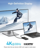 Anker Hub 332 USB-C 5w1 4K HDMI Single Display czarny  - A8356G11 - Zdjęcie 4