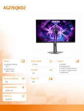AOC Monitor AG276QKD2 26.5 cala QD-OLED 500Hz HDMIx2 DP Pivot Głośniki - AG276QKD2 - Zdjęcie 7