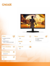 AOC Monitor C24G42E 23.6 cala 180Hz Curved VA HDMIx2 DP - C24G42E - Zdjęcie 3