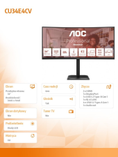 AOC Monitor CU34E4CV 34 cale 120Hz Curved VA HDMIx2 DP RJ45 HAS Głośniki  - CU34E4CV - Zdjęcie 11