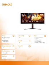 AOC Monitor CU34G4Z 34 cale 240Hz Curved VA HDMIx2 DP HAS  - CU34G4Z - Zdjęcie 5