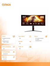 AOC Monitor CU34G4 34 cale 180Hz Curved VA HDMIx2 DP HAS  - CU34G4 - Zdjęcie 6