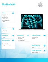 APPLE MacBook Air 13.6 cala: M5 10/8, 16GB, 512GB SSD, bez zasilacza - Srebrny - MDH74ZE/A - Zdjęcie 2