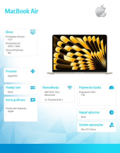 APPLE MacBook Air 13.6 cala: M5 10/10, 16GB, 1TB SSD, bez zasilacza - Księżycowa poświata - MDHC4ZE/A - Zdjęcie 2