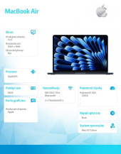 APPLE MacBook Air 13.6 cala: M5 10/8, 16GB, 512GB SSD, bez zasilacza - Północ - MDHE4ZE/A - Zdjęcie 2