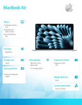 APPLE MacBook Air 15.3 cala: M5 10/10, 24GB, 1TB SSD, bez zasilacza - Błękitny - MDVU4ZE/A - Zdjęcie 2