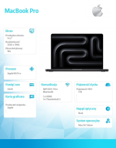 APPLE MacBook Pro 14.2 cala: M5 Pro 15/16, 24GB, 1TB SSD, bez zasilacza - Gwiezdna czerń - MGDR4ZE/A - Zdjęcie 5