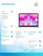 APPLE MacBook Neo 13 cali: A18 Pro 6/5, 8GB, 512GB SSD, bez zasilacza, Touch ID - Subtelny róż - MHFJ4ZE/A - Zdjęcie 3