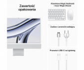 APPLE iMac 24 cale: M3 8/10, 16GB, 256GB, 30W - Srebrny - MQRK3ZE/A/R1 - Z19E0009E - Zdjęcie 9