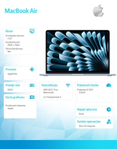 APPLE MacBook Air 13.6 cala: M4 10/10, 16GB, 512GB SSD, 70W - Błękitny - Z1H800066 - Zdjęcie 5