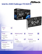 ASROCK Karta graficzna A380 Challenger ITX 6GB GDDR6 96bit 3DP/HDMI  - A380 CLI 6GO - Zdjęcie 6