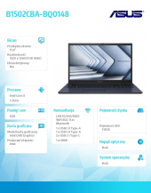 ASUS Notebook ExpertBook B1502CBA-BQ0148 i3 1215U  8/512/int/noOS/15,6"/ gwar. 36 miesięcy ON-SITE NBD - B1502CBA-BQ0148 - Zdjęcie 8