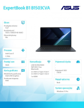 ASUS Notebook ExpertBook B1 B1503CVA-S71644X - i7-1355U/16GB/512GB/15.6 FHD/Win 11 PRO/3YRS - B1503CVA-S71644X - Zdjęcie 9