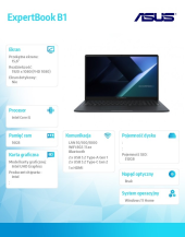 ASUS Notebook ExpertBook B1 B1503CVA-S72273W - i5-1334U/16GB/512GB/15.6 FHD/Win 11 HOME /3YRS - B1503CVA-S72273W - Zdjęcie 7