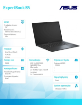 ASUS Notebook ExpertBook B5 B5405CCA-LY0125X - ultra 5 225H/16GB/512GB/16 WUXGA/Win 11 Pro/3YRS - B5405CCA-LY0125X - Zdjęcie 2