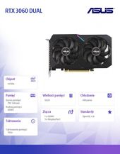 ASUS Karta graficzna RTX 3060 DUAL 12GB GDDR6 192bit 3DP/HDMI  - DUAL-RTX3060-12G - Zdjęcie 2