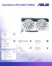 ASUS Karta graficzna RTX 4060 Ti WHITE OC 8GB GDDR6 128bit 3DP  - DUAL-RTX4060TI-O8G-WHITE - Zdjęcie 2