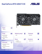 ASUS Karta graficzna RTX 4060 Ti DUAL OC 8GB GDDR6 128bit 3DP/HDMI - DUAL-RTX4060TI-O8G - Zdjęcie 2