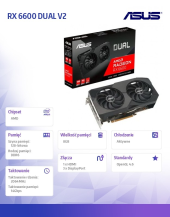 ASUS Karta graficzna RX 6600 DUAL V2 8GB GDDR6 128bit 3DP/HDMI  - DUAL-RX6600-8G-V2 - Zdjęcie 3