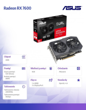 ASUS Karta graficzna Radeon RX 7600 V2 Dual OC 8GB GDDR6 128bit 3DP/HDMI - DUAL-RX7600-O8G-V2 - Zdjęcie 8