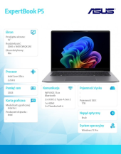 ASUS Notebook P5405CSA-NZ0408X ultra 7 258V/14 cali WQXGA/32GB/1TB/ Win 11 PRO/3YRS - P5405CSA-NZ0408X - Zdjęcie 2