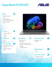 ASUS Notebook ExpertBook P5 P5405CSA-NZ0416W Ultra 5 226V/16GB/512GB/14 WQXGA/Win 11Home/3YRS - P5405CSA-NZ0416W - Zdjęcie 6