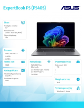 ASUS Notebook ExpertBook P5 P5405CSA-NZ0895W Ultra 7 258V/32GB/1TB/14 WQXGA/Win 11Home/3YRS - P5405CSA-NZ0895W - Zdjęcie 6
