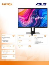 ASUS Monitor 27 cali ProArt PA278QV IPS WQHD HDMI DP mDP HUB USB sRGB: 100%  - PA278QV - Zdjęcie 6